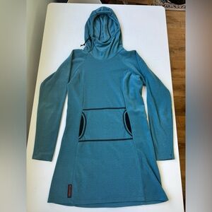 Melanzana Teal Blue Hooded Mini Dress